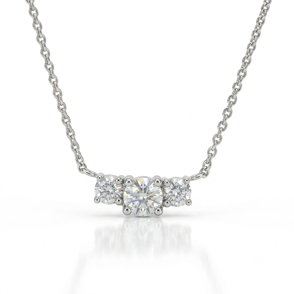 Trinity Moissanite Necklace -VVS1 Certified 💎