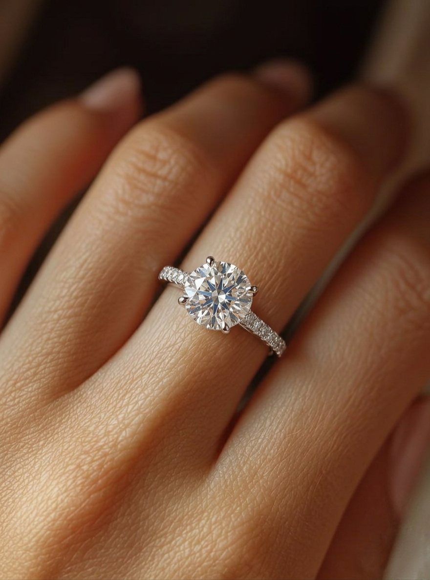 1.5 Carats Queens Halo Moissanite Diamond Ring -VVS1 Certified Diamond π