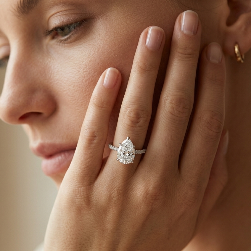 Classic Pear Cut Moissanite Ring - VVS1 Certified ✨