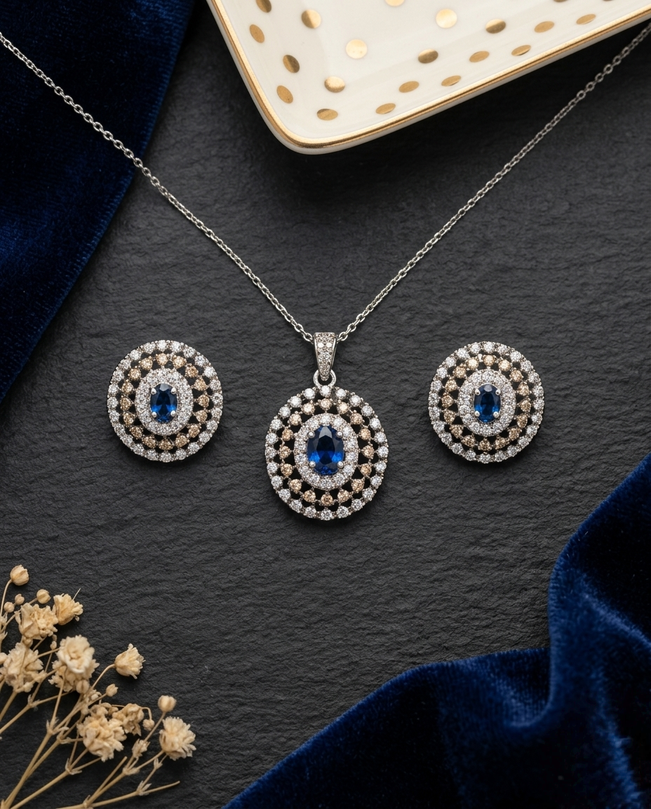 Seraphina Glow Pendant and studs set