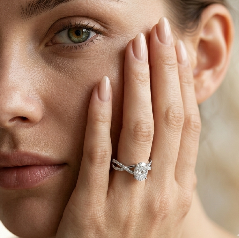 1.5 Carats Oval Cut Luxe fire Moissanite Diamond Ring - VVS1 Certified