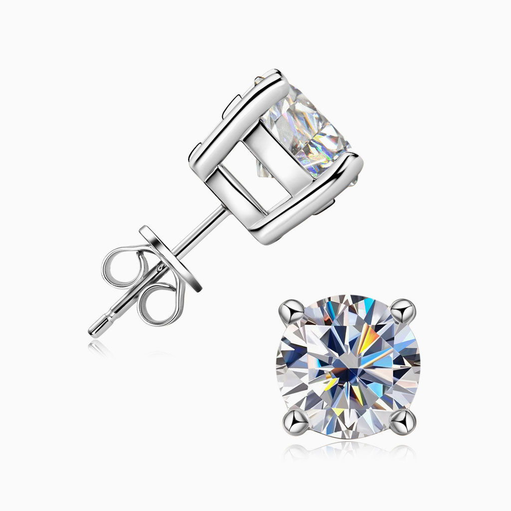 1 Carat Each Moissanite Glow Studs - VVS1 Certified Diamonds π