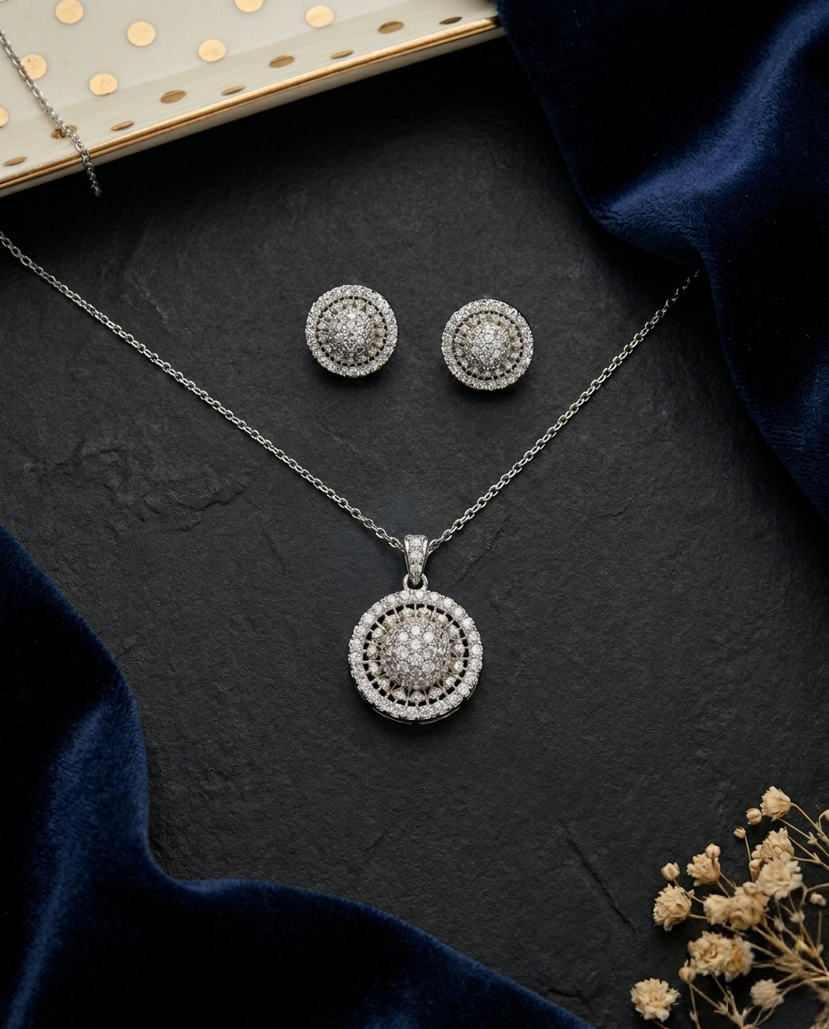 Linear Grace Pendant and studs set
