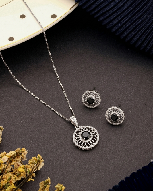 Midnight Sparkle Pendant and Studs Set