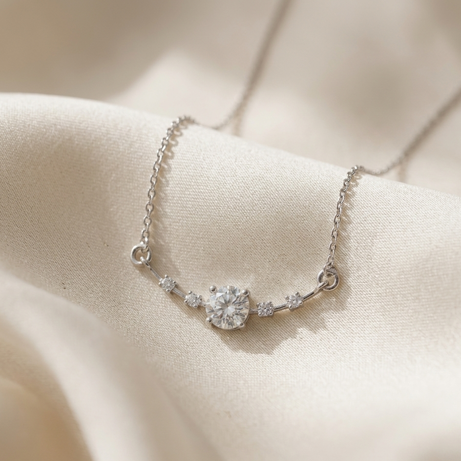 Radiant Curved Moissanite Diamond Necklace - VVS1 Certified