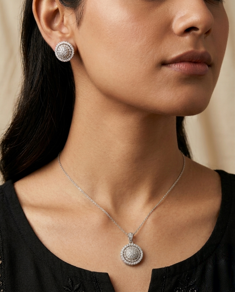 Linear Grace Pendant and studs set
