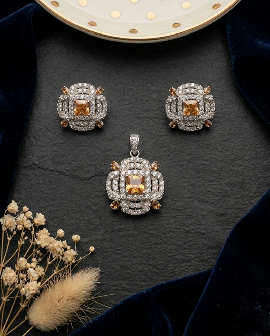 Luminous Zenith Pendant and studs set