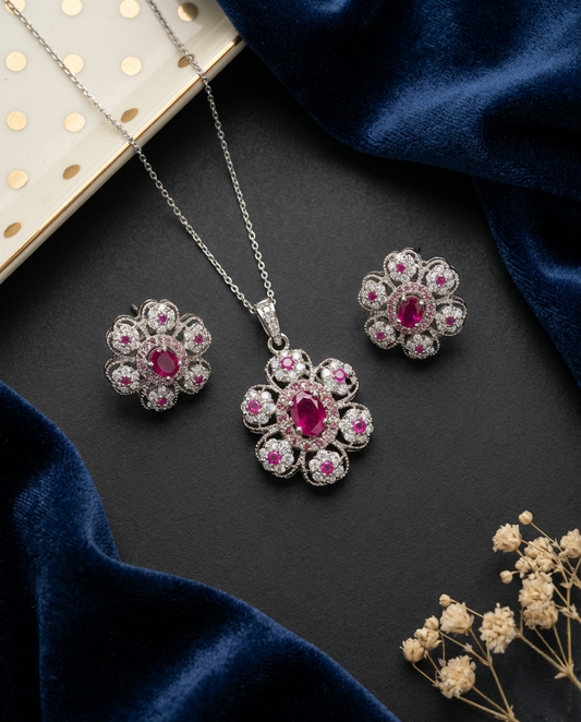 Ravassia Crimson Pendant and Stud Set
