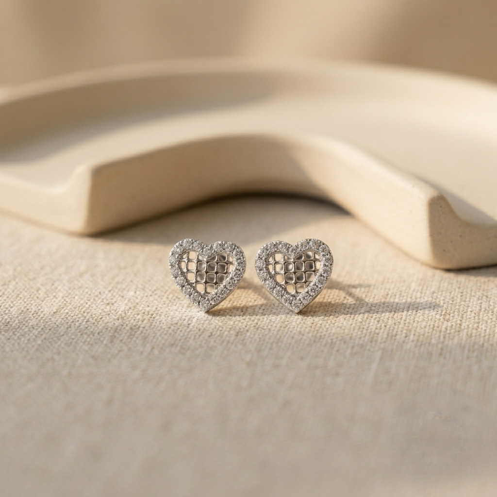 Heart Shaped Moissanite Diamond Studs - VVS1 Certified