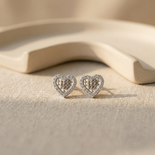 Heart Shaped Moissanite Diamond Studs - VVS1 Certified