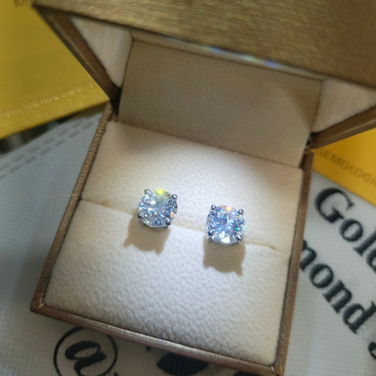 2 Carats Each Moissanite Glow Studs - VVS1 Certified 💎