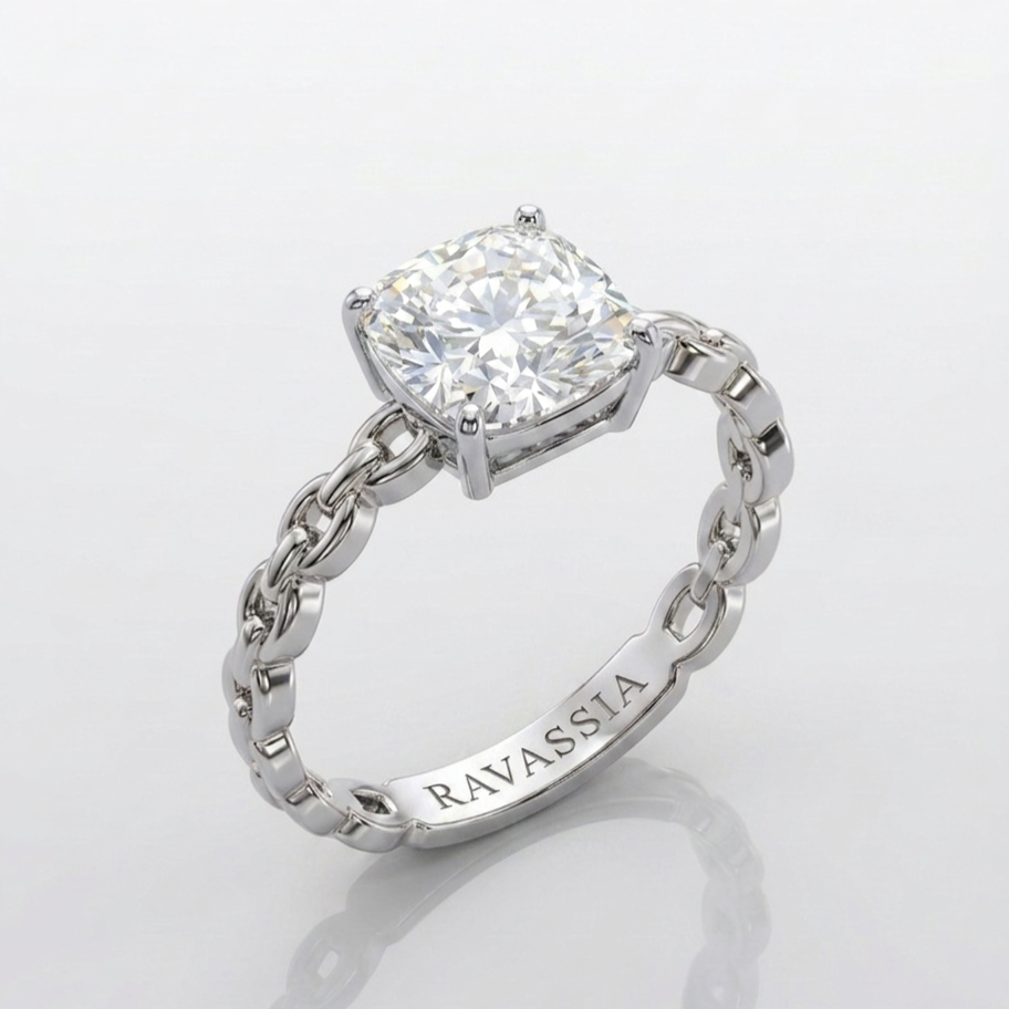Royale Cushion cut Moissanite Ring -VVS1 Certified Diamond 💎