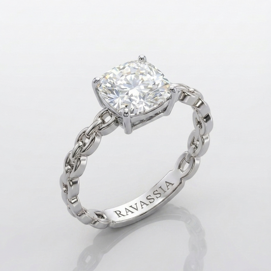 Royale Cushion cut Moissanite Ring -VVS1 Certified Diamond 💎