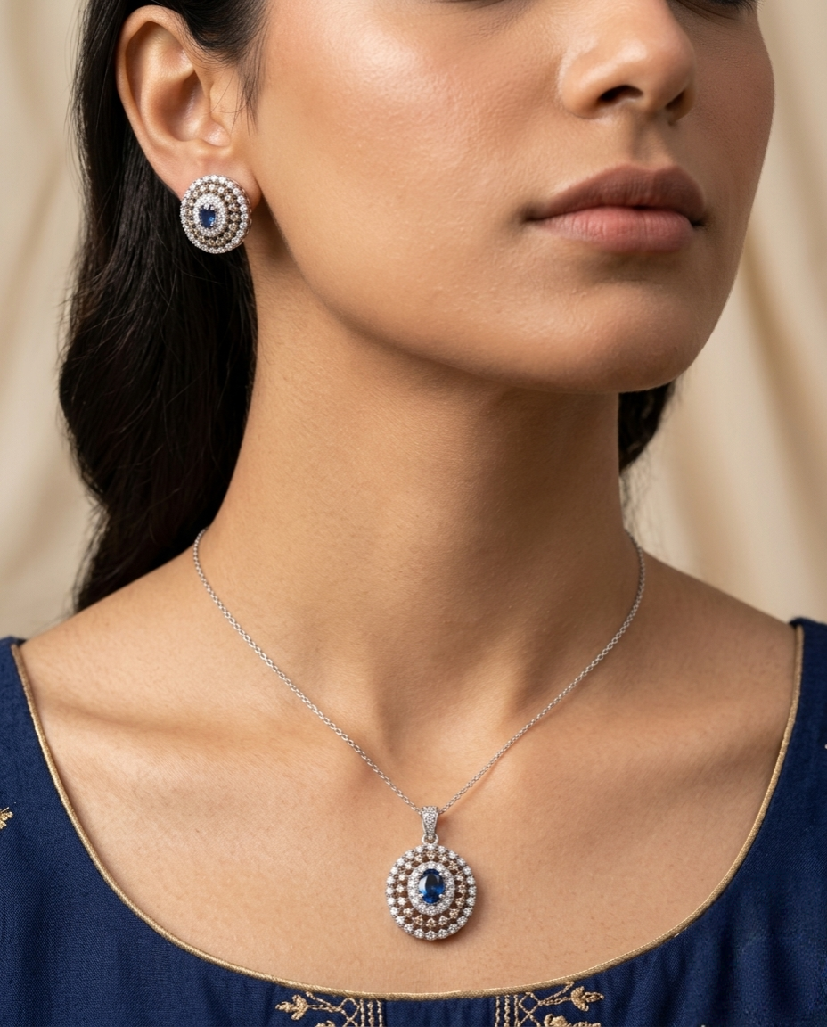 Seraphina Glow Pendant and studs set