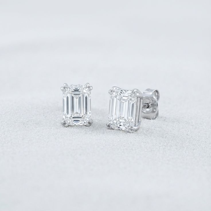 1 Carat Each Emerald Cut Moissanite Studs - VVS1 Certified 💎