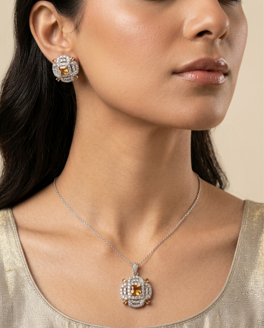 Luminous Zenith Pendant and studs set