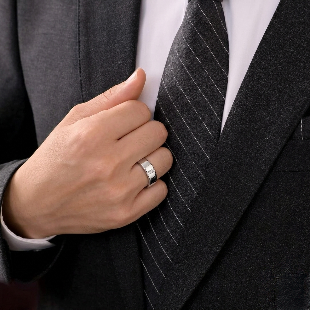 Men's Linear Moissanite Band
