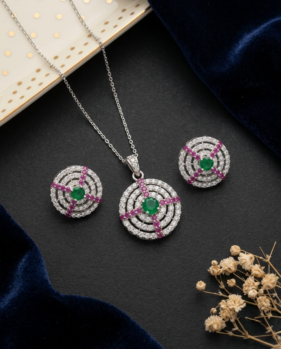 Symmetry Suite Pendant and studs set