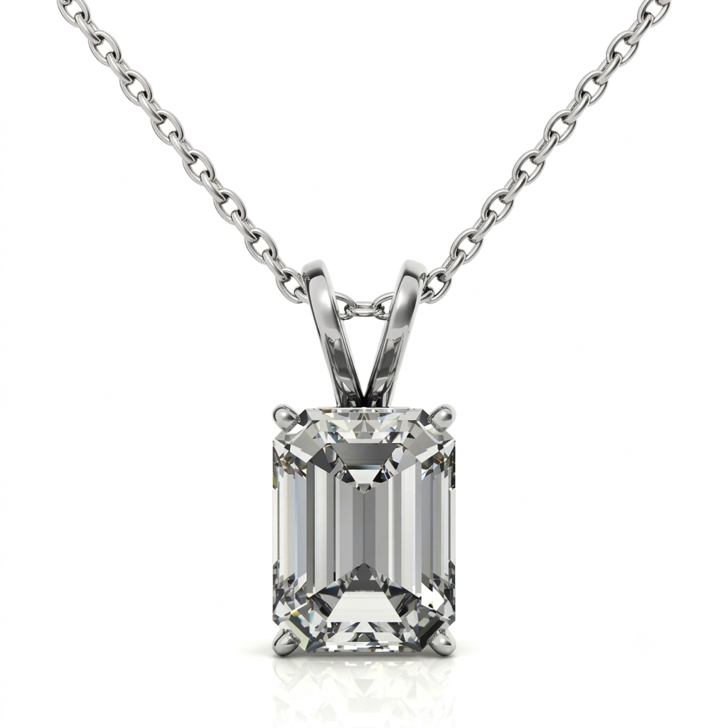 Emeraldine Moissanite Diamond Necklace -VVS1 Certified Diamond 💎