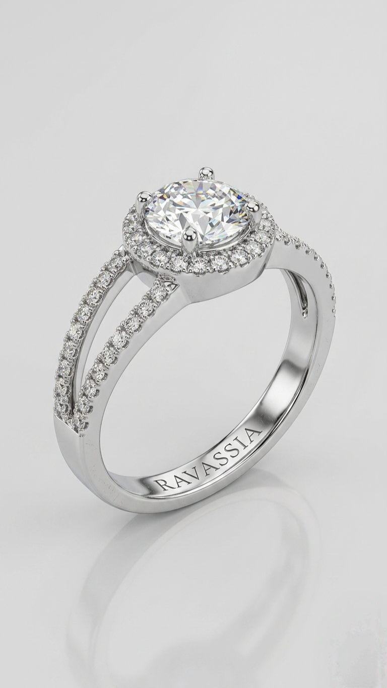 The Eternal Path Halo Moissanite Ring
