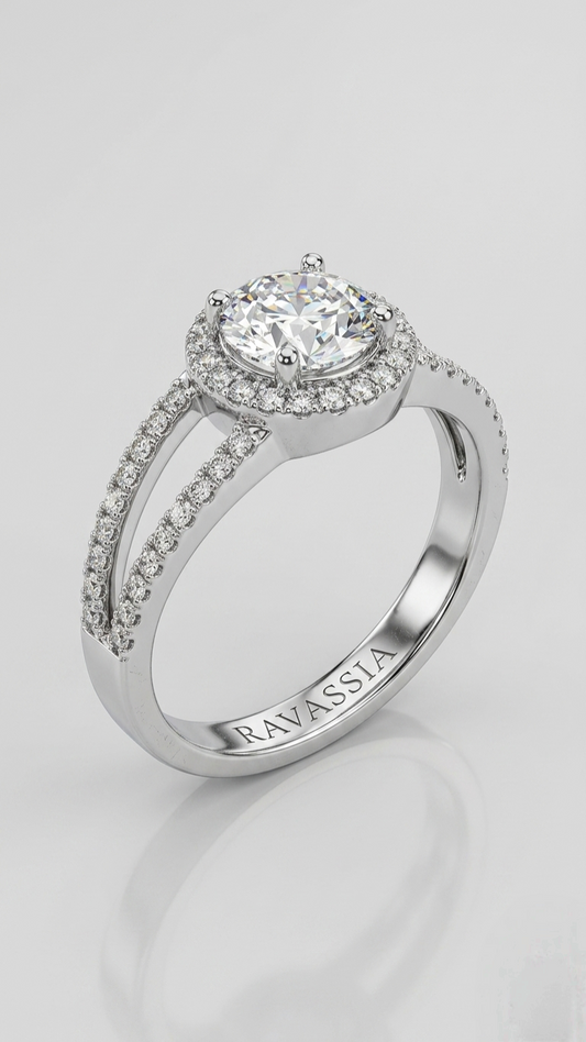 The Eternal Path Halo Moissanite Ring