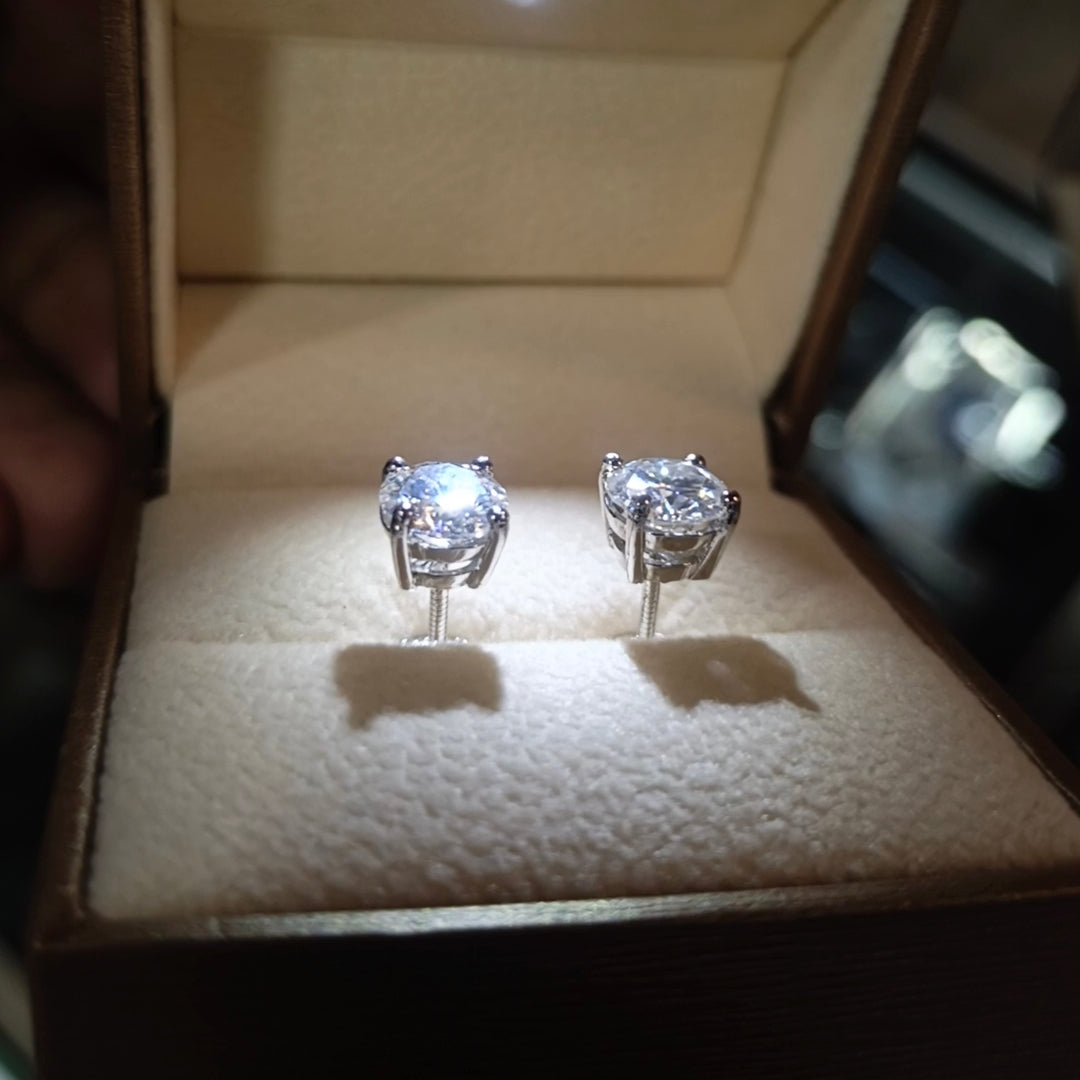 2 Carats Each Moissanite Glow Studs - VVS1 Certified 💎