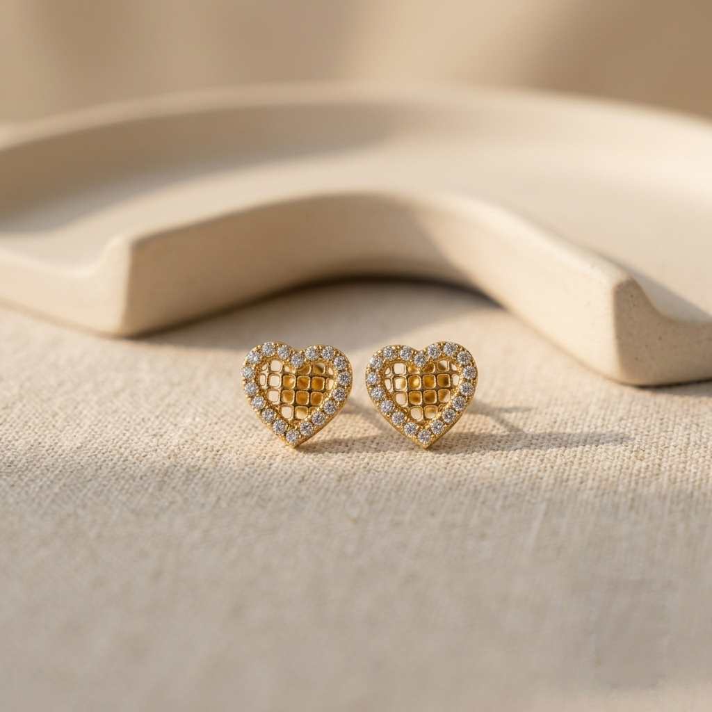Heart Shaped Moissanite Diamond Studs - VVS1 Certified