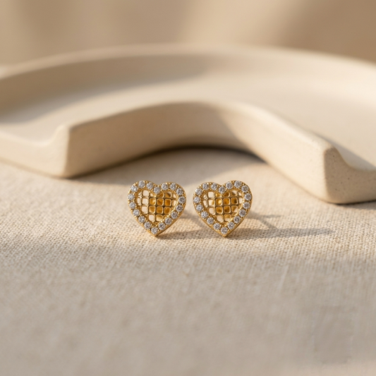 Heart Shaped Moissanite Diamond Studs - VVS1 Certified