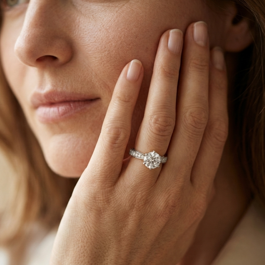 2 Carats Queens Moissanite Diamond Ring - VVS1 Certified Diamond 💎
