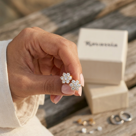 Signature Floral Moissanite Diamond Studs - VVS1 Certified