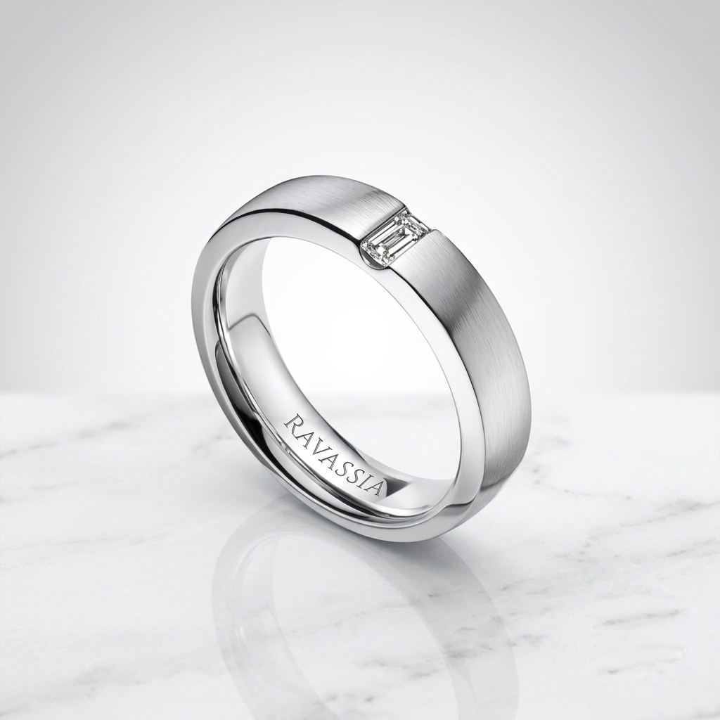 Men's Alpha Matt Baguette Cut Moissanite Band