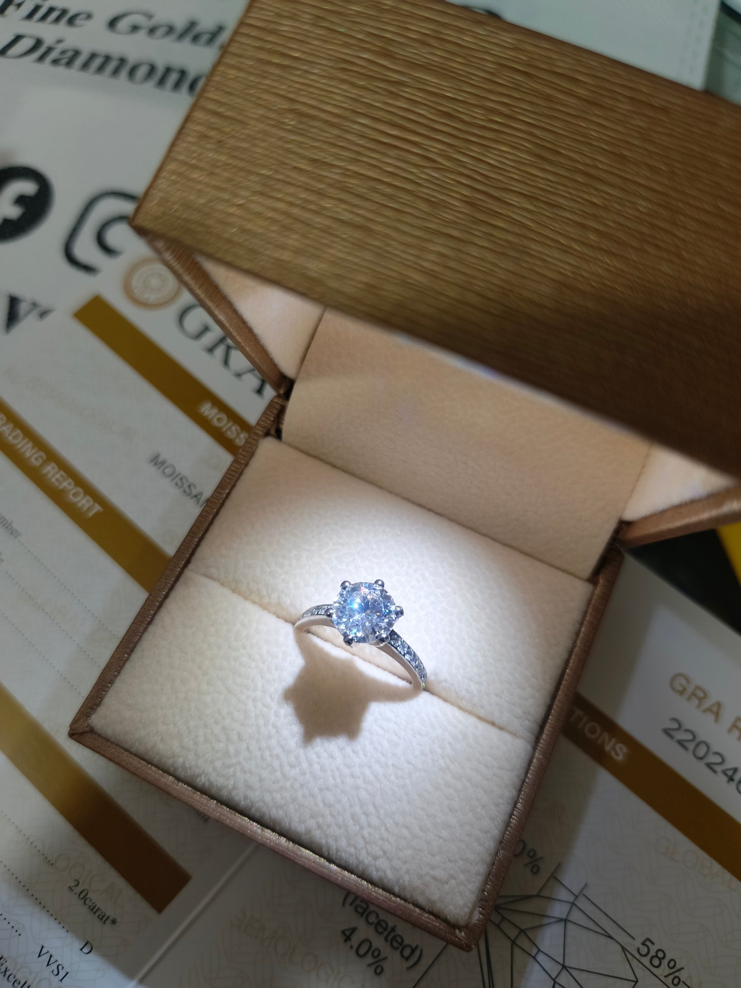 2 Carats Queens Moissanite Diamond Ring - VVS1 Certified Diamond 💎