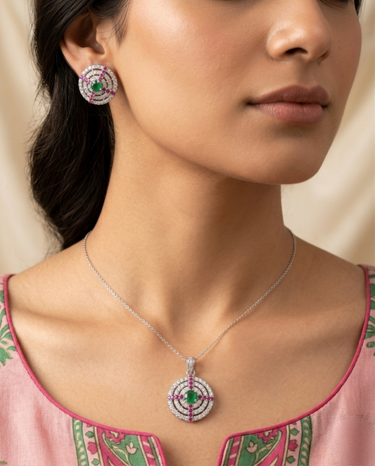 Symmetry Suite Pendant and studs set